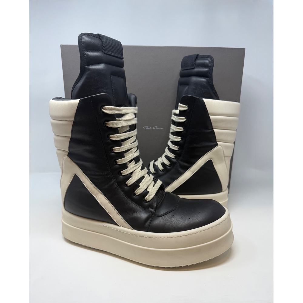 Rick Owens Mega Geobasket Sneaker Black/Milk Size 10 US 43 EU